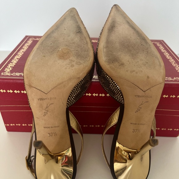 RARE Rene Caovilla Brown Leopard Beaded
Slingback Pumps Size 37.5 - Picture 5 of 6